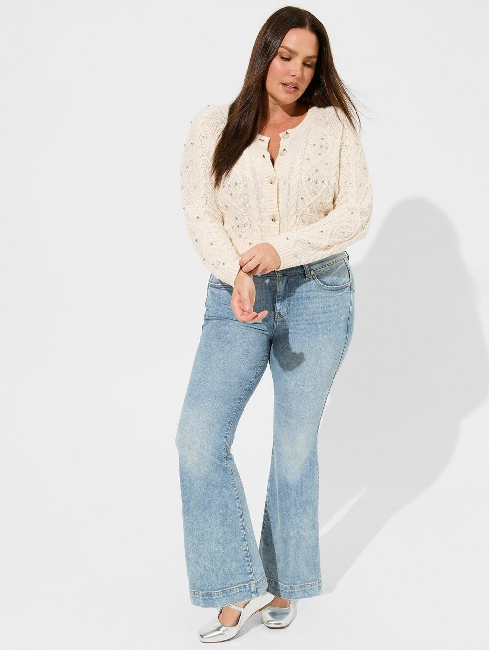 Torrid Cable Cardigan Embellished Sweater